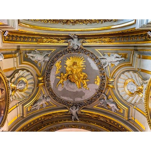 Golden Virgin Mary Angels Statues Ceiling Basilica Santa Maria in Traspontina Church-Rome